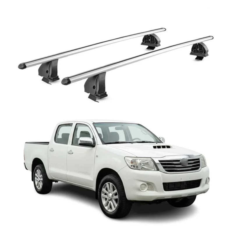 Alu Dachträger für Toyota Hilux VII 2005-2015 4Tür TÜV T-Nut 75 kg 2tlg Silber