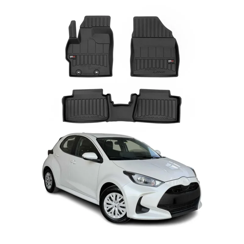 OMAC Gummi Fußmatten für Toyota Yaris Hybrid 2020-2026 Premium Gummi Schwarz 3x