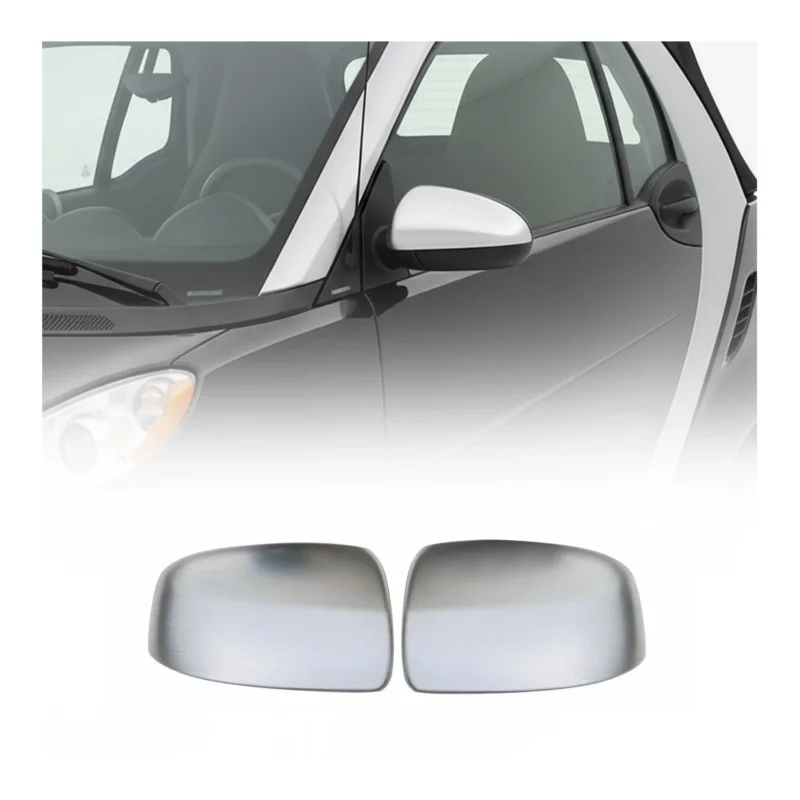 Spiegelkappen Spiegelabdeckung für Smart 451 2007-2015 Edelstahl Matt 2tlg