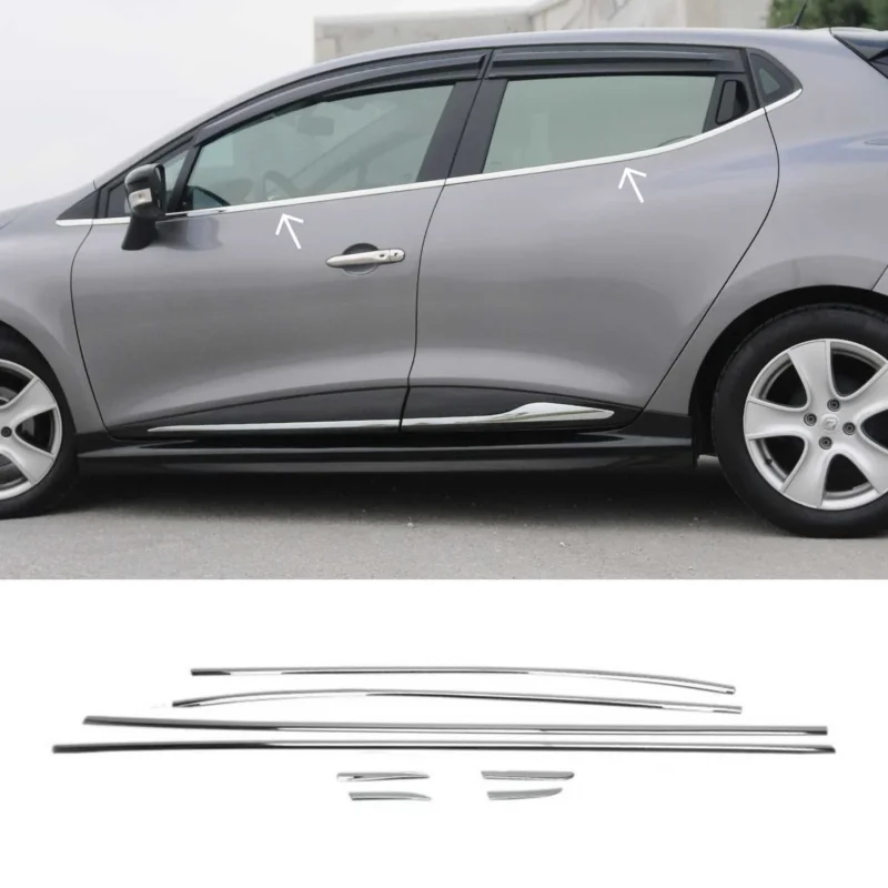 Fensterleisten Zierleisten für Renault Clio Schragheck Edelstahl Chrom 8tlg