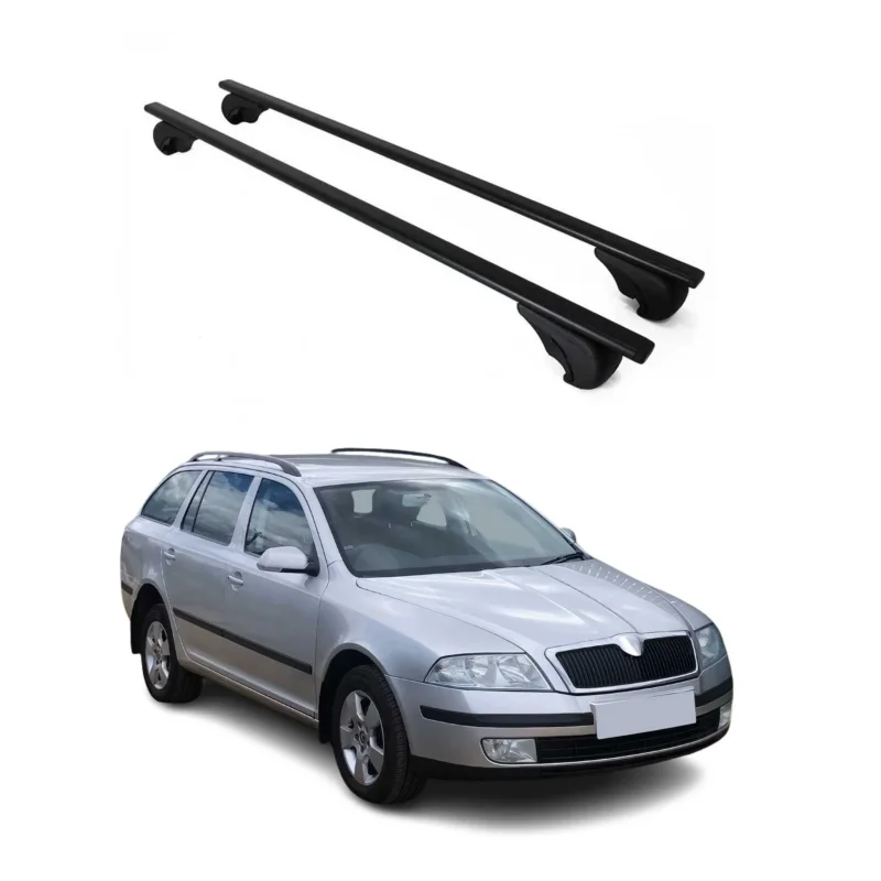 Dachträger Grundträger für Skoda Octavia mk2 2004-2013 75kg Stahl Schwarz 2 tlg