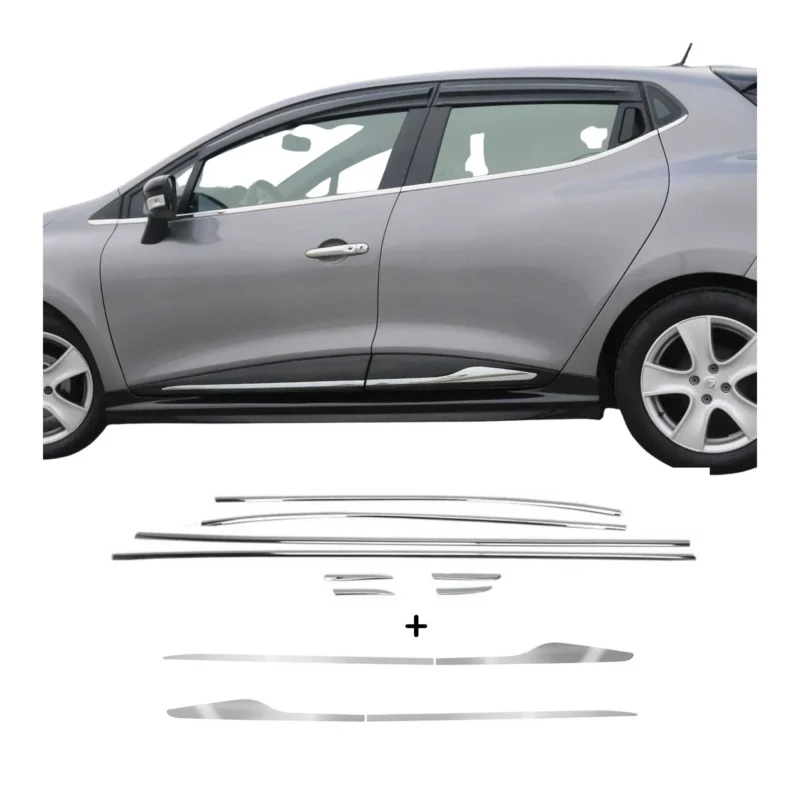 Seitenleiste Fensterleisten Edelstahl Chrom Satz für Renault Clio HB 2012-2019