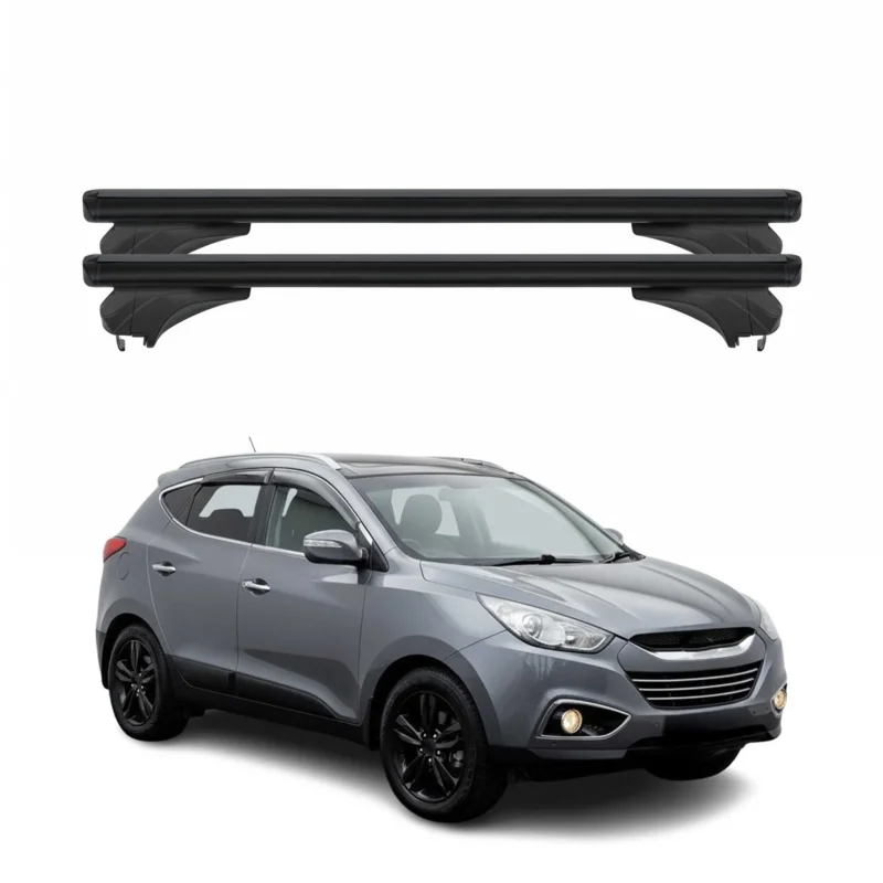 Menabo Dachträger Grundtäger für Hyundai iX35 2010-2015 Aluminium Schwarz 2 tlg