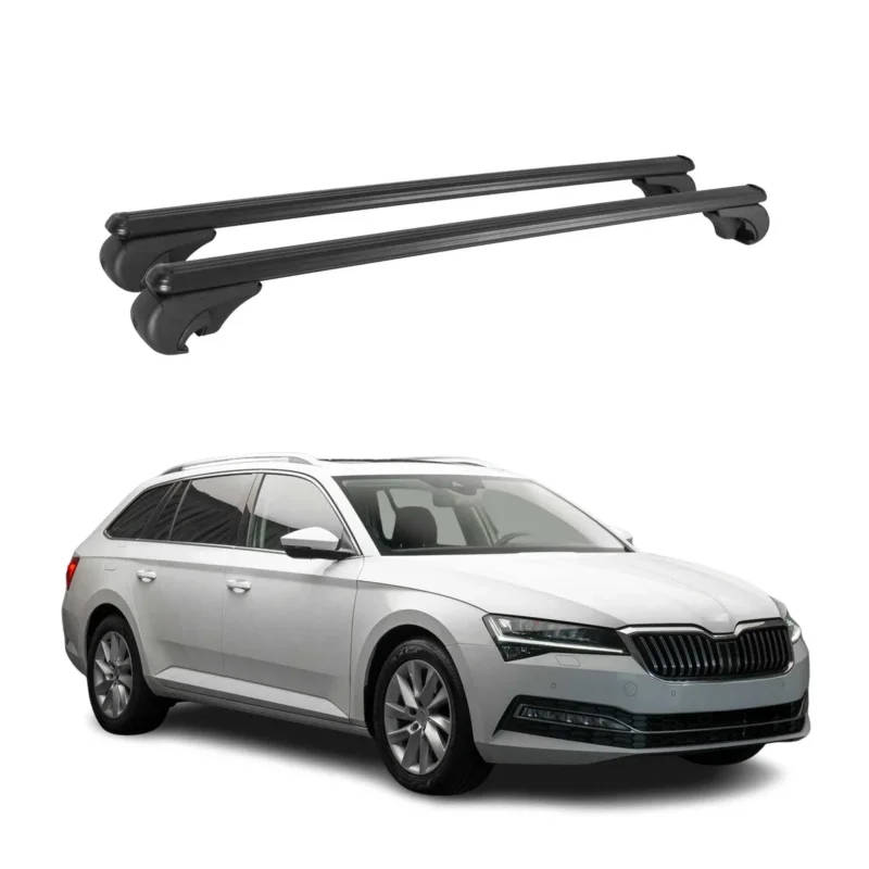 Dachträger Grundtäger für Skoda Superb mk3 Kombi 2019-2024 75kg Alu Schwarz 2x