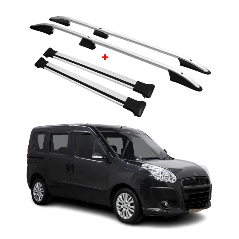 Dachreling + Dachträger SET für Opel Combo L1 Kurzer D 2010-2018 Alu Silber 4tlg