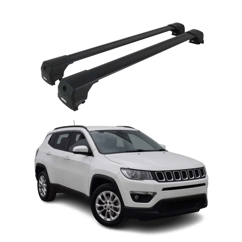 Dachträger Gepäckträger für Jeep Compass 2017-2025 Aluminium Schwarz 2tlg