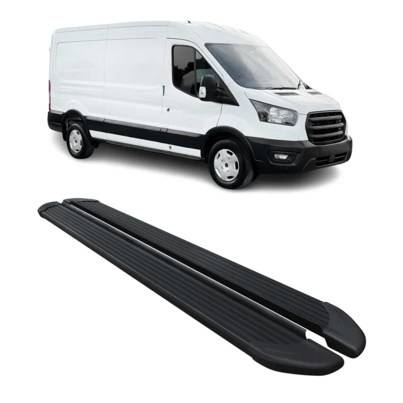 Trittbretter Seitenschweller für Ford Transit 2015-2026 L3 Aluminium Schwarz 2x