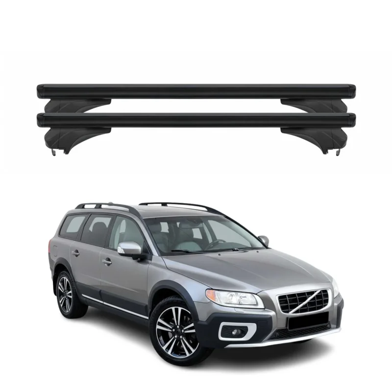 Menabo Dachträger Grundtäger für Volvo XC70 P24 2007-2016 Aluminium Schwarz 2tlg