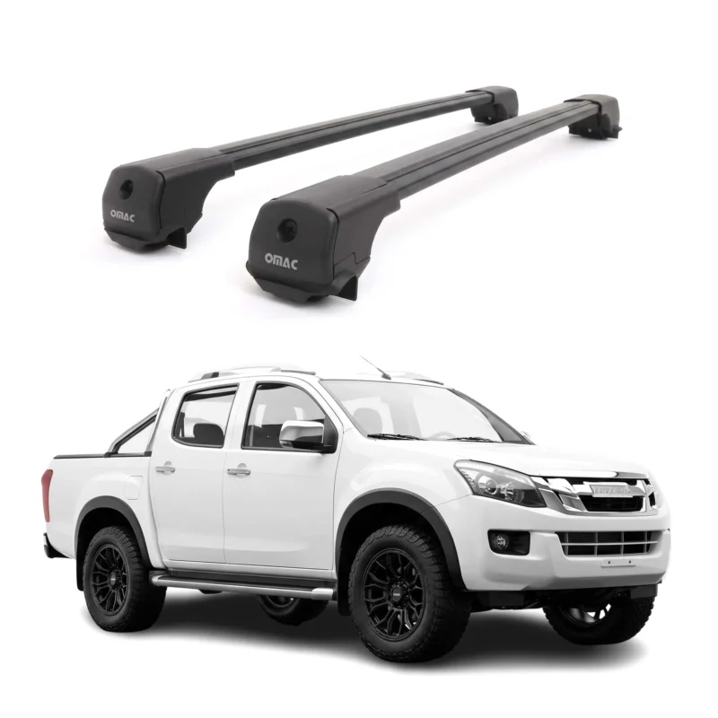 Dachträger Grundträger für Isuzu D-Max II 2012-2018 Aluminium 75kg Schwarz 2tlg