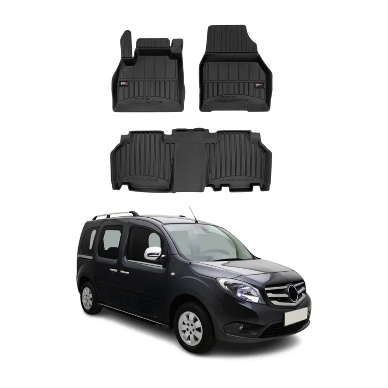 OMAC Gummi Fußmatten für Mercedes Citan W415 2012-2021 Premium Gummi Schwarz 3x