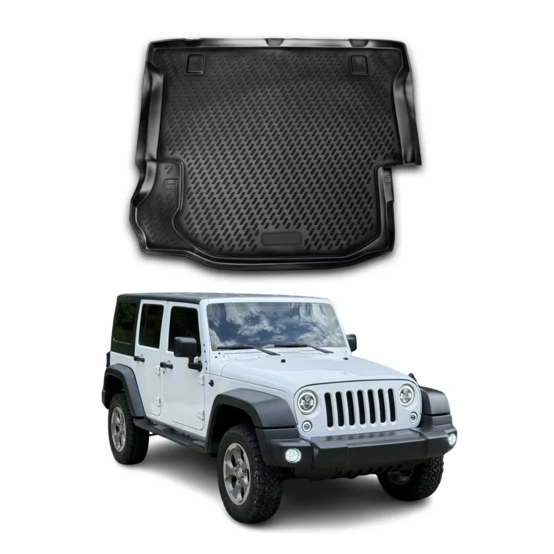 Kofferraummatte Kofferraumwanne für Jeep Wrangler 2007-2017 Gummi TPE Schwarz