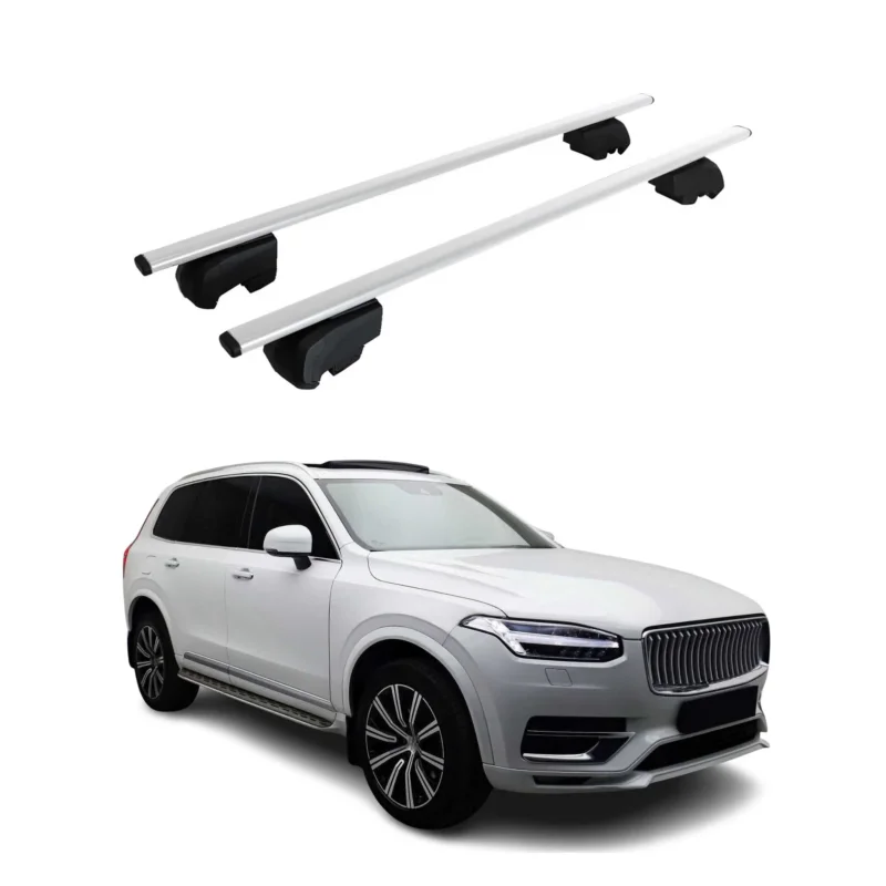 Dachträger Grundträger für Volvo XC90 2019-2023 FL 75kg Stahl Silber 2 tlg