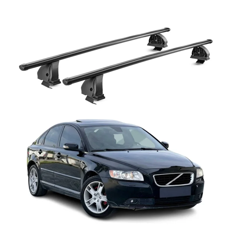 Stahl Dachträger für Volvo S40 II 2004-2012 TÜV Abschließbar 75 kg 2tlg Schwarz