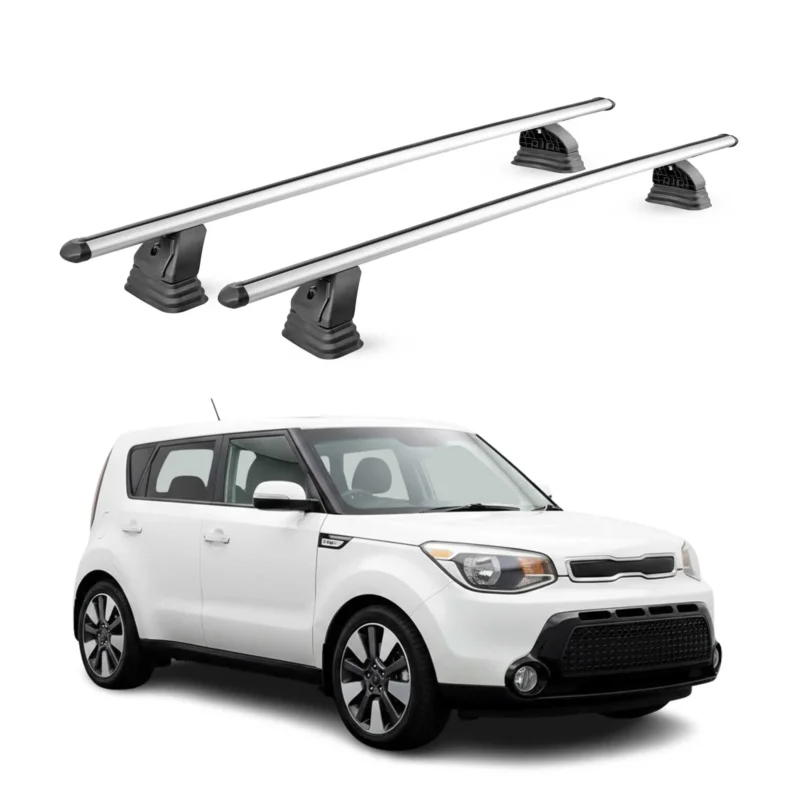 Alu Dachträger für Kia Soul II 2014-2019 TÜV T-Nut Abschließbar 2tlg Silber