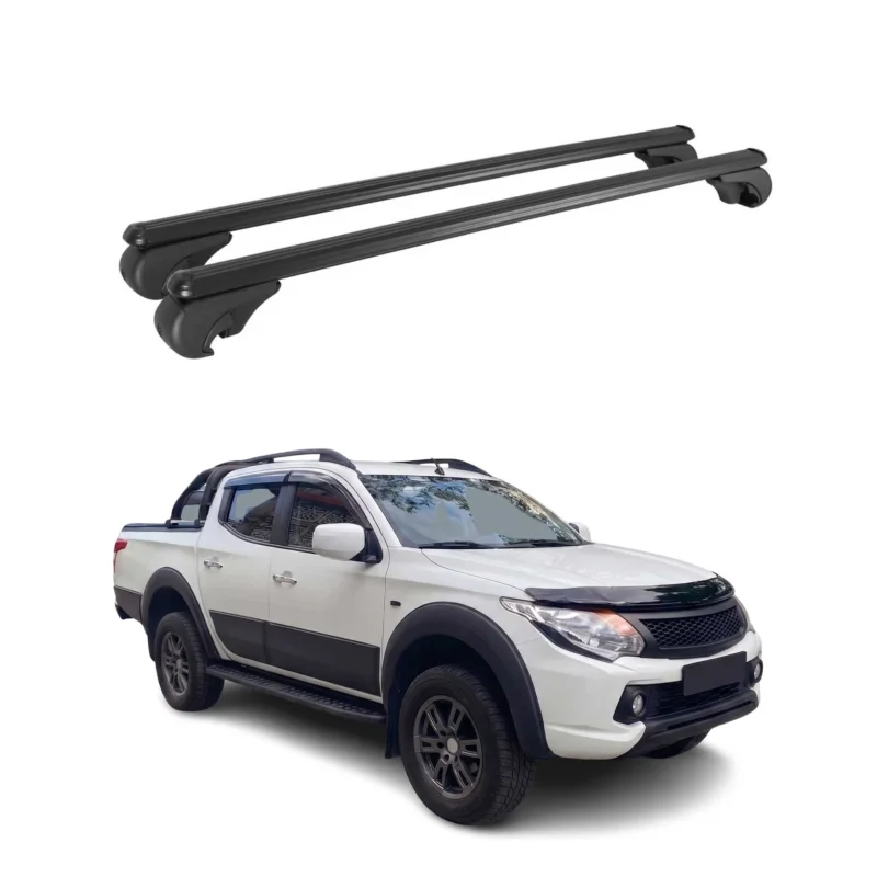Dachträger Grundträger für Fiat Fullback 2016-2019 TÜV Aluminium Schwarz 2tlg