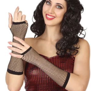 Mitaines longues résille pour femme noires