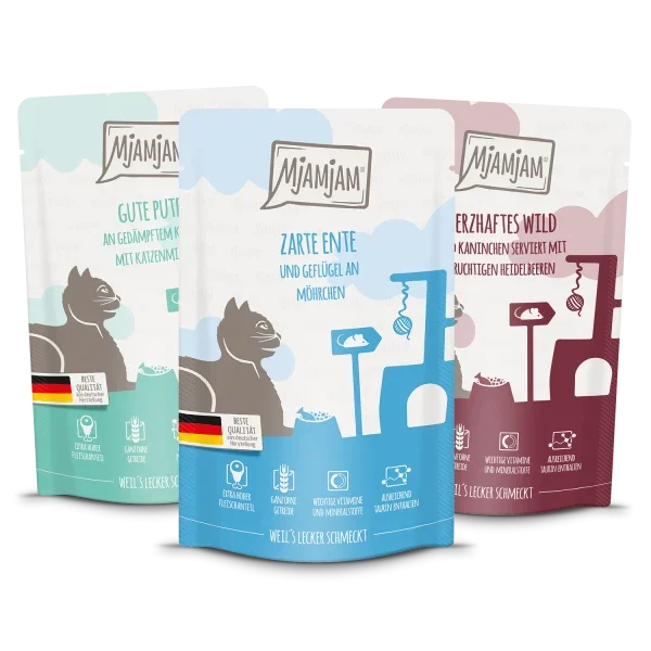 MjAMjAM Probierpaket 2 für Katzen, 12 x 125 g