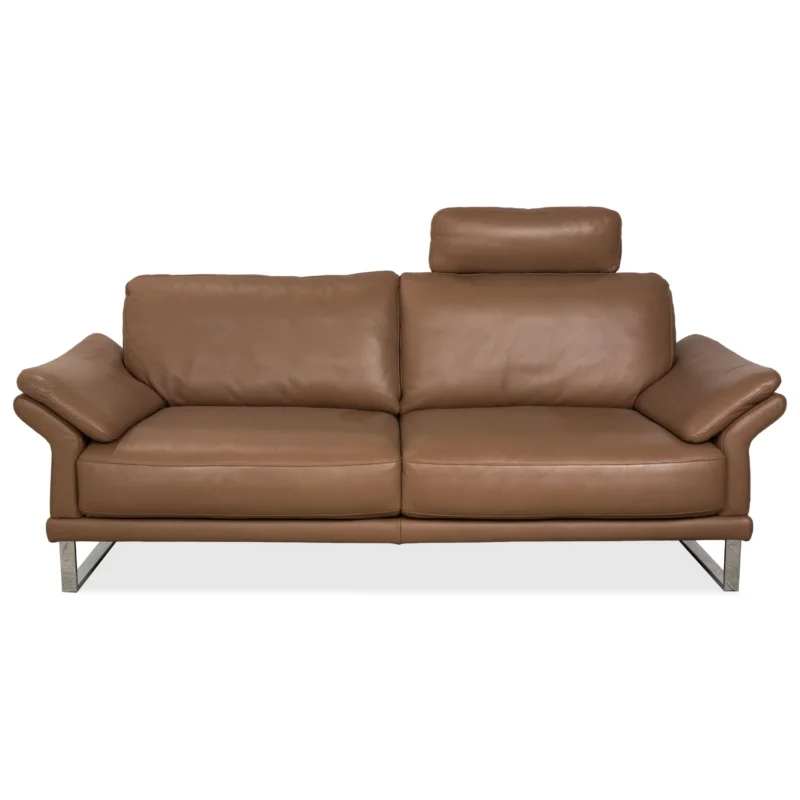Musterring Leder Dreisitzer Braun Taupe Sofa Couch manuelle Funktion