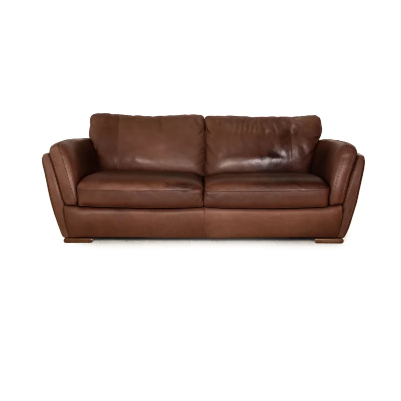 Natuzzi Leder Dreisitzer Braun Sofa Couch