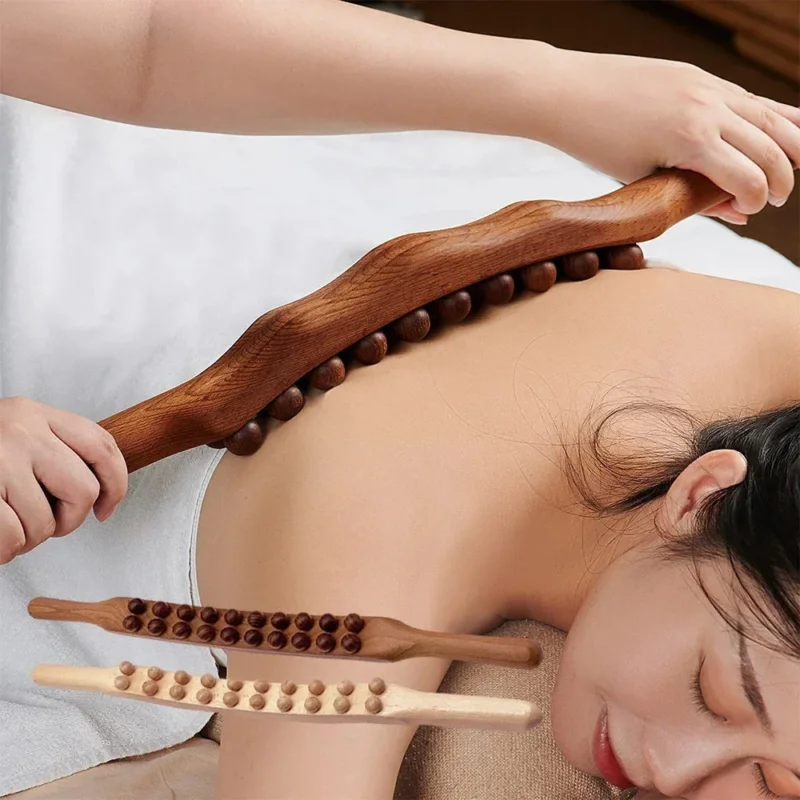 WoodRelax Gua Sha Massage Stick – 60 cm Massagetool aus natürlichem Holz für tiefe Muskelentspannung | Karnz