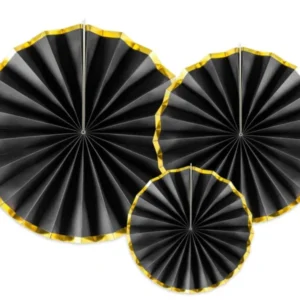 Papieren Waaiers Zwart Set 23 - 40cm 3 delig van Partydeco koop je bij Partywinkel