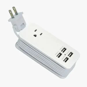 Tragbare Ladestation mit 4 USB-Anschlüssen – Universalsteckdose und 1,5 m langem Kabel – Ideal für Reisen