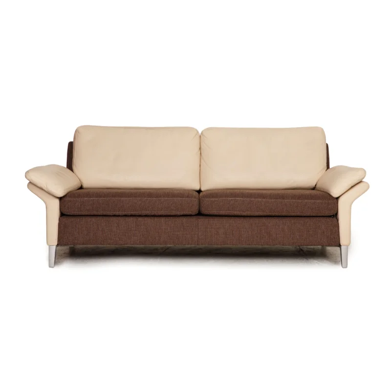 Rolf Benz 3300 Leder Sofa Creme Zweisitzer Stoff Couch Neubezug