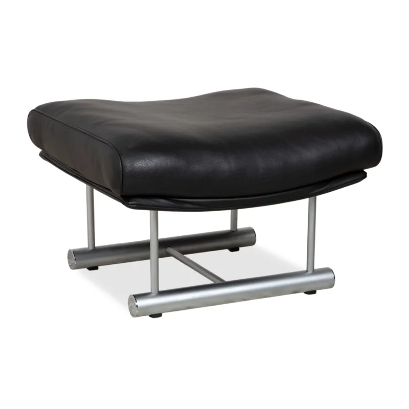 Rolf Benz 6500 Leder Hocker Schwarz