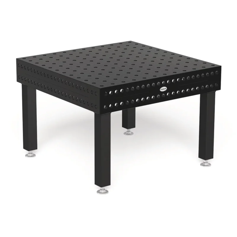 Produktansicht von Siegmund Schweißtisch 1200 x 1200 x 200 mm Professional 750 System 28 Plasmanitriert Höhe 650 mm mit Lenkrolle und Feststellbremse