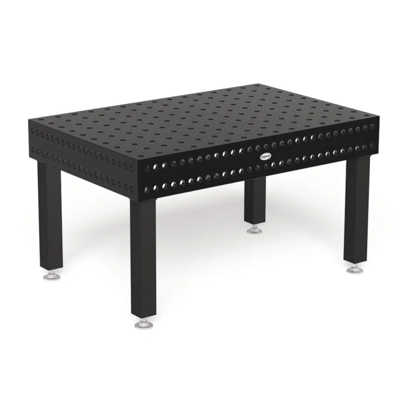 Produktansicht von Siegmund Schweißtisch 1500 x 1000 x 200 mm Professional 750 System 28 Plasmanitriert Höhe 650 mm mit Lenkrolle und Feststellbremse