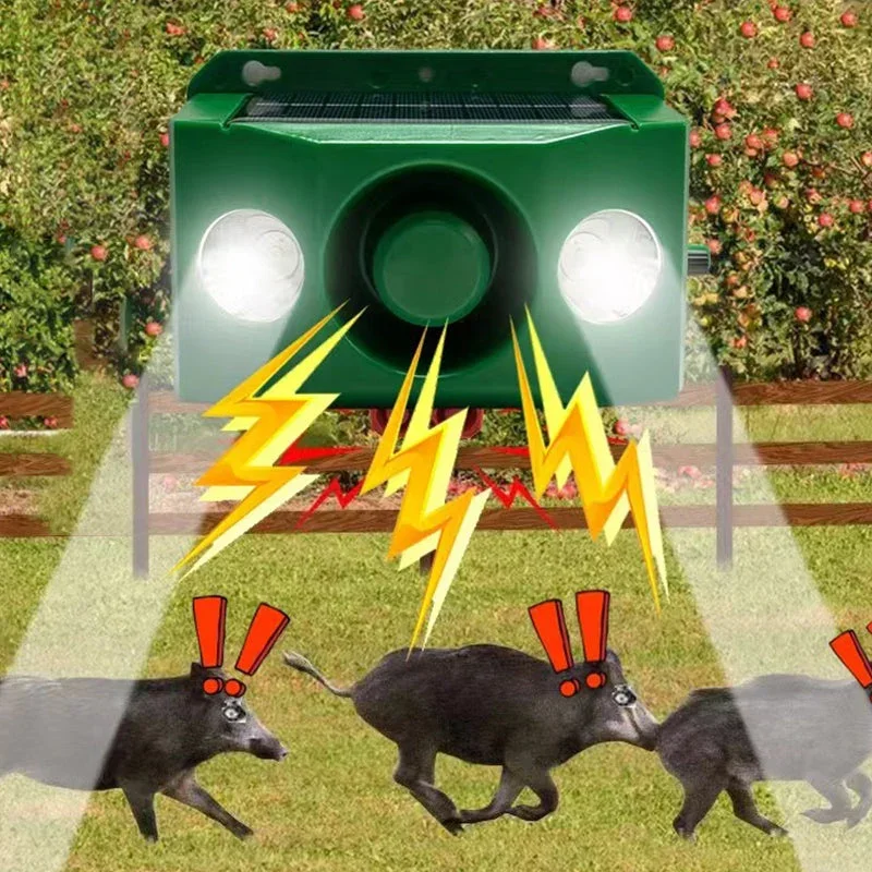 Solarbetriebenes Tierabwehrgerät | Blinkende LED & akustischer Alarm | Wetterfest für den Außenbereich