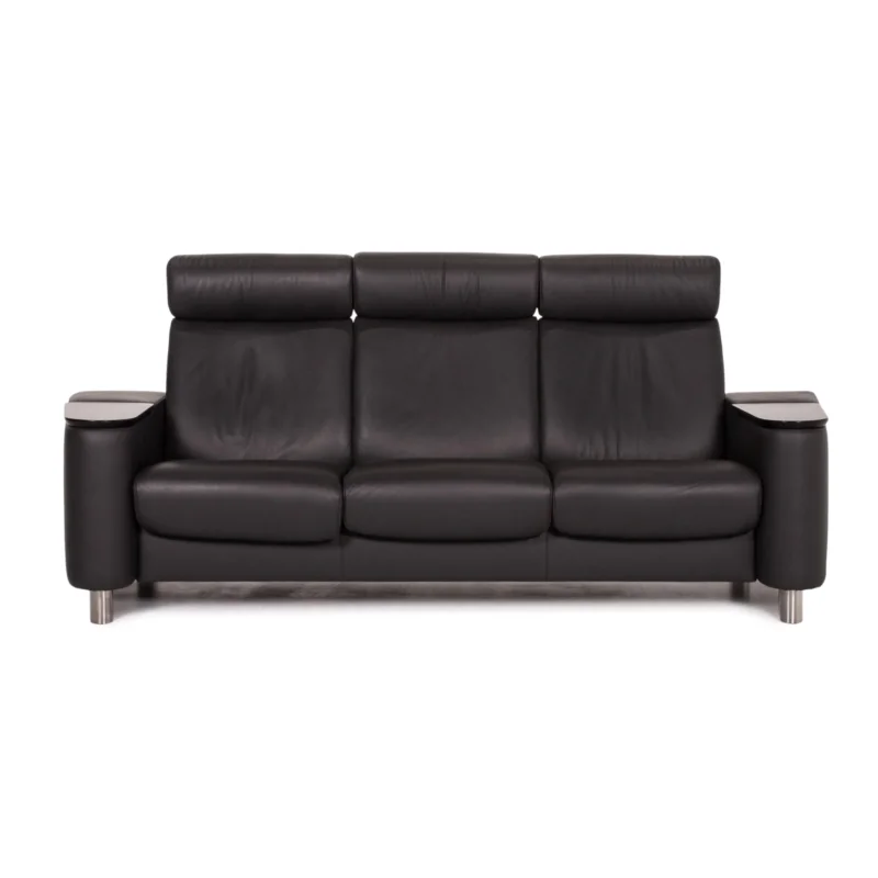 Stressless Arion Leder Sofa Anthrazit Grau Dreisitzer Funktion Couch Heimkino #13749