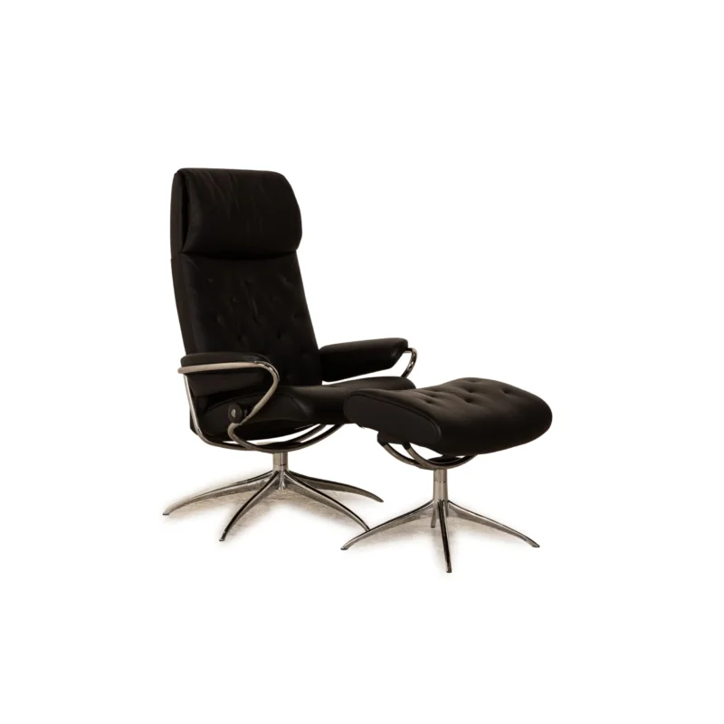 Stressless Metro High Back Leder Sessel Schwarz Größe M inkl. Hocker