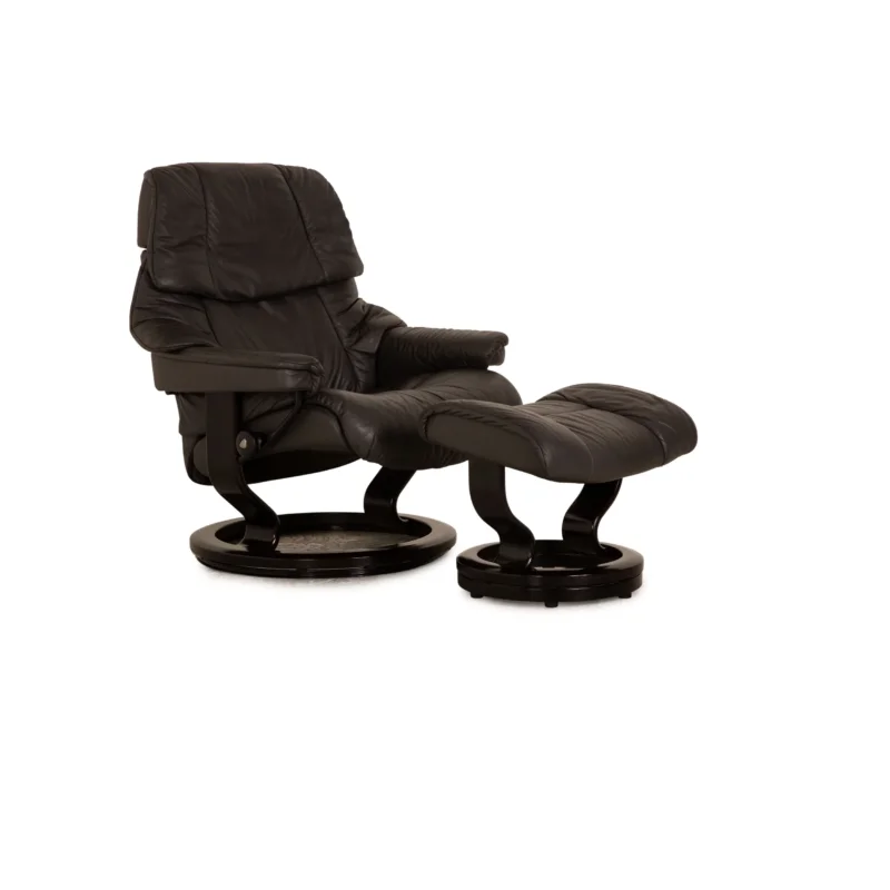 Stressless Reno Leder Sessel Grau Größe M inkl. Hocker