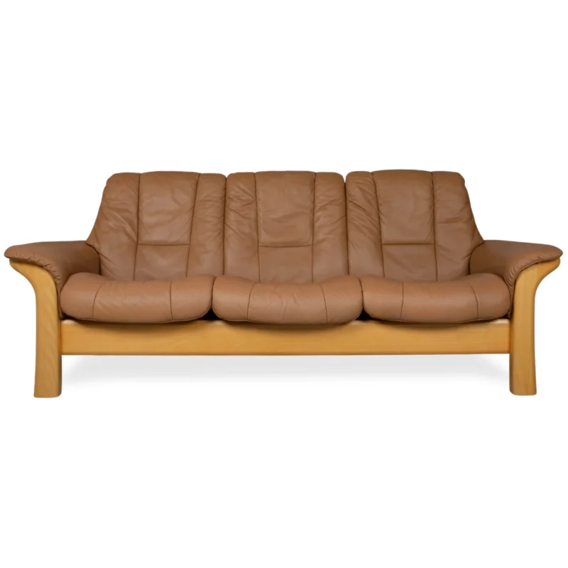 Stressless Windsor Dreisitzer Leder Holz Sofa Braun Cognac manuelle Funktion Relaxfunktion