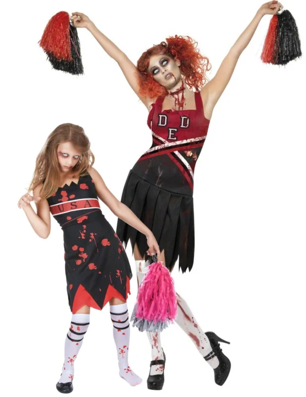 Zombie Cheerleader Paarkostüm für Mutter und Tochter
