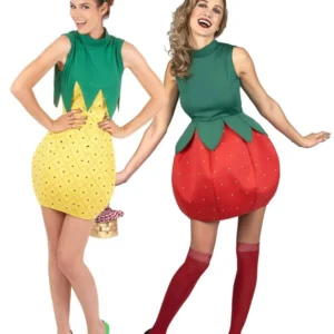 Ananas und Erdbeere Paarkostüm für Damen rot-gelb