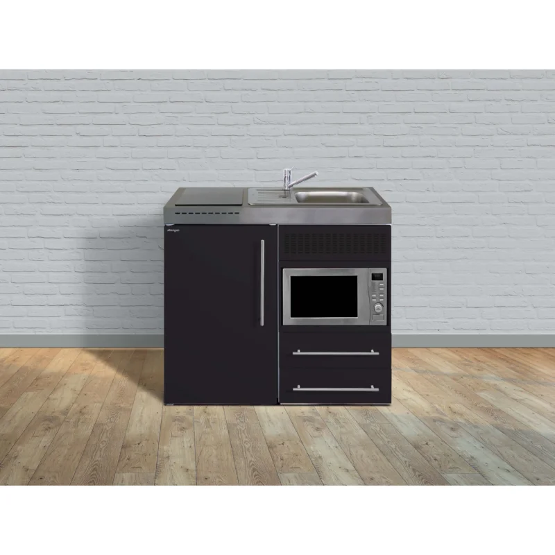 Stengel - Mini-Küche Miniküche Premiumline MPMSM100MWGKFliBre Schwarz matt