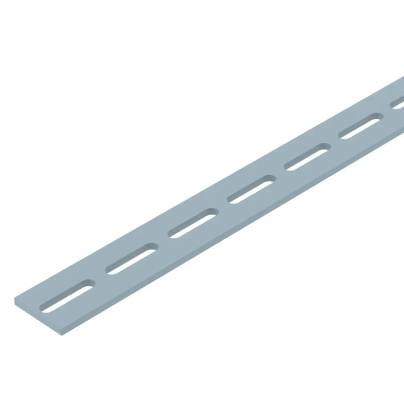 OBO Bettermann - Befestigungselement für Stiel/Profilschiene Flachstahl Degussa FLA 5 FTK SGR 40x5x3000, silbergr − 15 Meter
