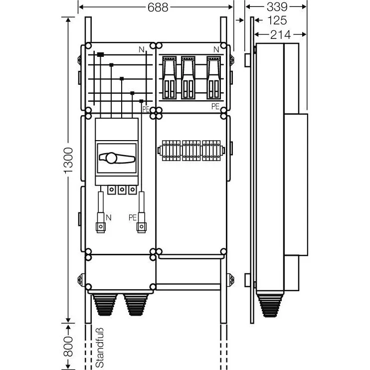 Hensel - Verteilerschrank für Energieversorgung Ladeverteiler Mi EV 43kW 3000 b. z. 3 Ladepunkte
