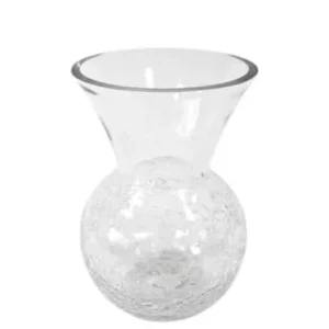Vase arrondi effet craquelé en verre transparent