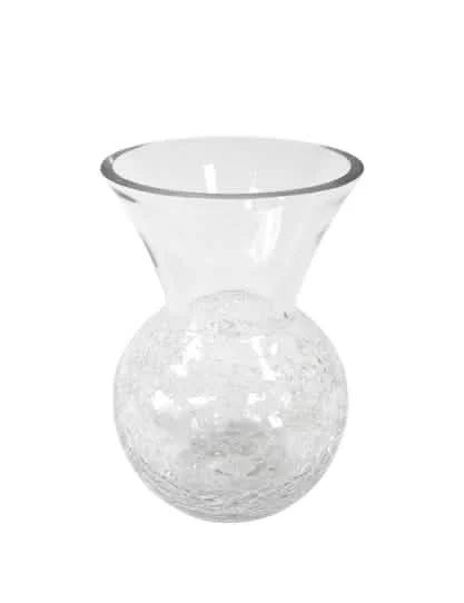 Vase arrondi effet craquelé en verre transparent