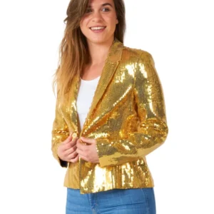 Veste blazer Suitmeister pour femme à sequins dorés