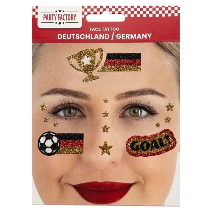 Voetbal Nep Tattoos Gezicht Glitter Duitsland van VDV Benefit koop je bij Partywinkel
