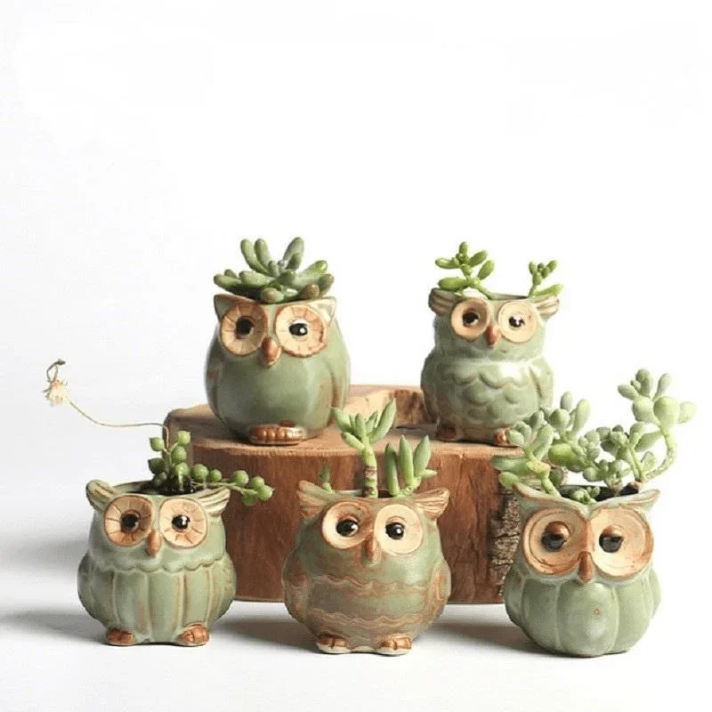 Brehn | Eulen Keramischer Blumentopf Set 5-teilig