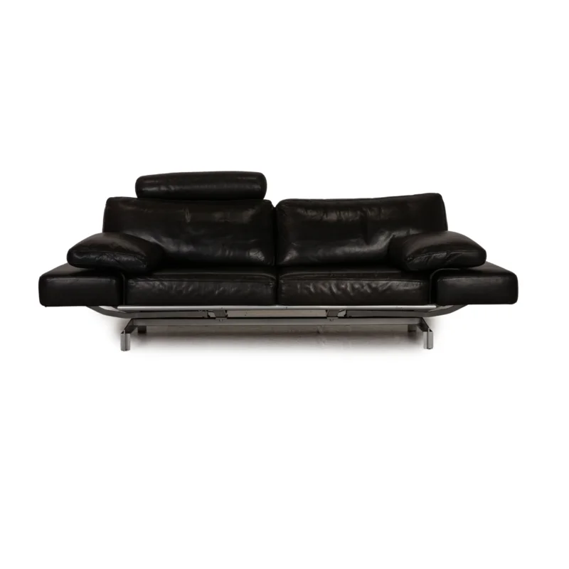 WK Wohnen Gaetano 687 Leder Zweisitzer Schwarz Sofa Couch Funktion